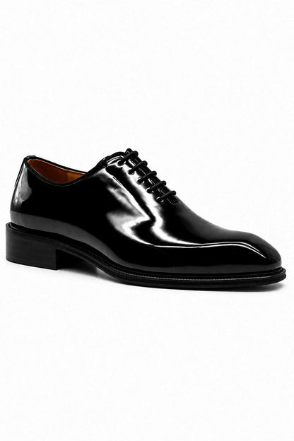 MIRO 1 Men’s Black Hi-Shine Patent Leather Wholecut Oxford Shoes