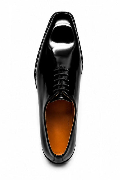 MIRO 1 Men’s Black Hi-Shine Patent Leather Wholecut Oxford Shoes