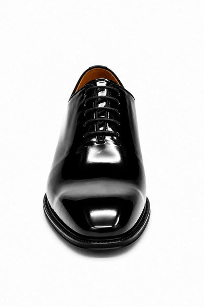 MIRO 1 Men’s Black Hi-Shine Patent Leather Wholecut Oxford Shoes