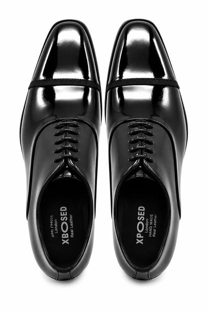 MIRO 2 Men’s Black Hi-Shine Patent Leather Cap Toe Oxford Shoes