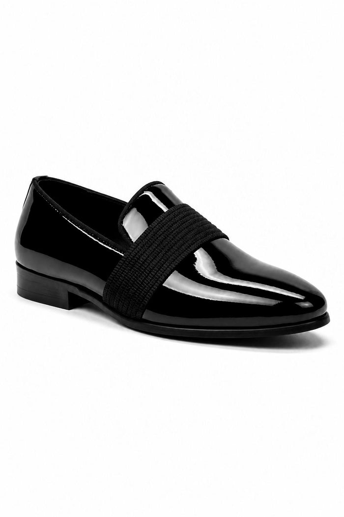 MIRO 3 Men’s Black Hi-Shine Patent Leather Slip-On Tuxedo Loafers
