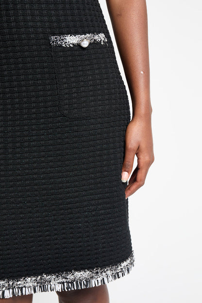 Modern Fit Contrast Trim Shift Dress, Black/White | Ming Wang