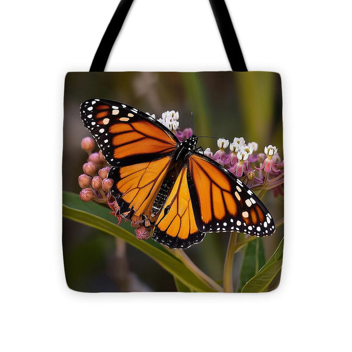 Monarch Butterfly on Bright Flowers - Tote Bag