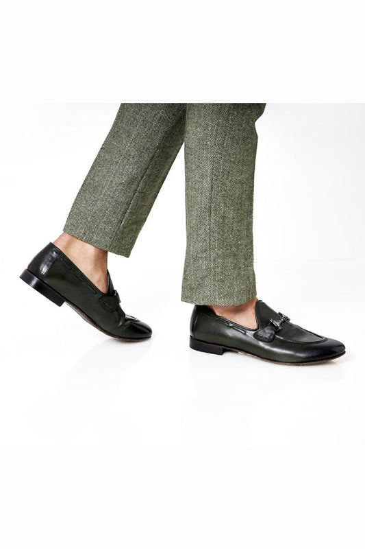 NAPLES 02 - ITALIAN LEATHER SNAFFLE BIT LOAFER IN GREEN