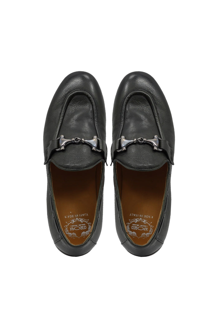 NAPLES 02 - ITALIAN LEATHER SNAFFLE BIT LOAFER IN GREEN