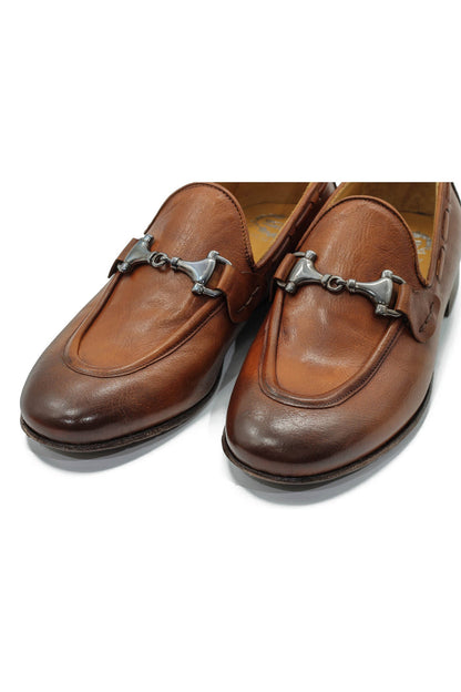NAPLES 02 - ITALIAN LEATHER SNAFFLE BIT LOAFER IN TAN