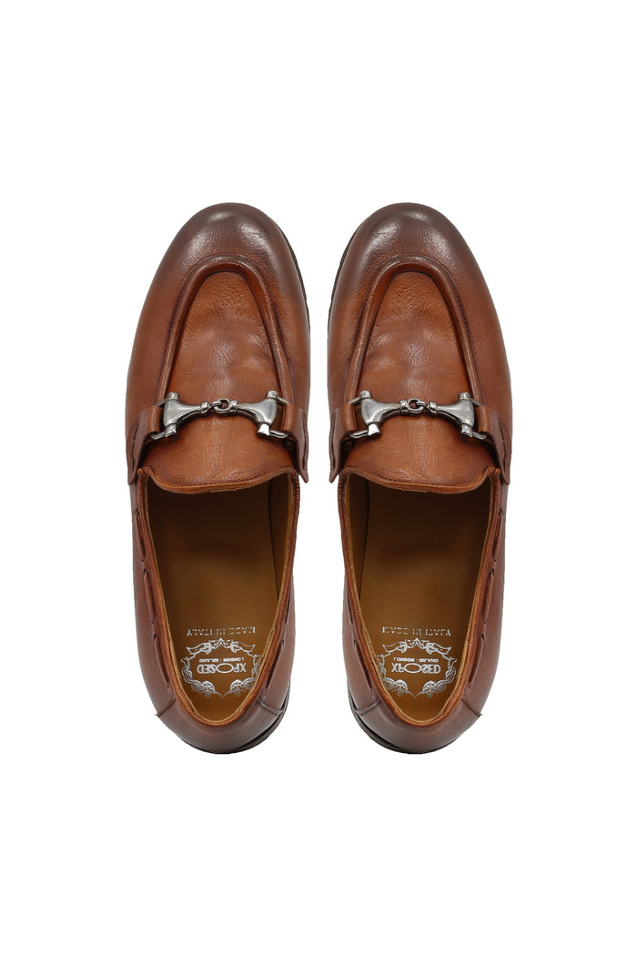 NAPLES 02 - ITALIAN LEATHER SNAFFLE BIT LOAFER IN TAN