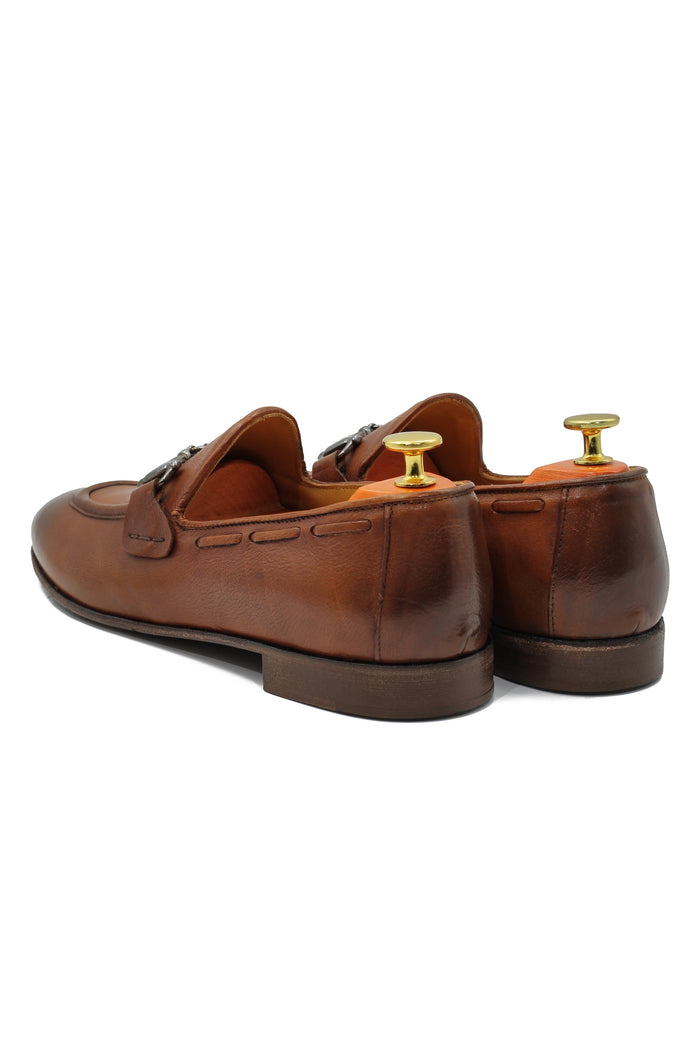 NAPLES 02 - ITALIAN LEATHER SNAFFLE BIT LOAFER IN TAN