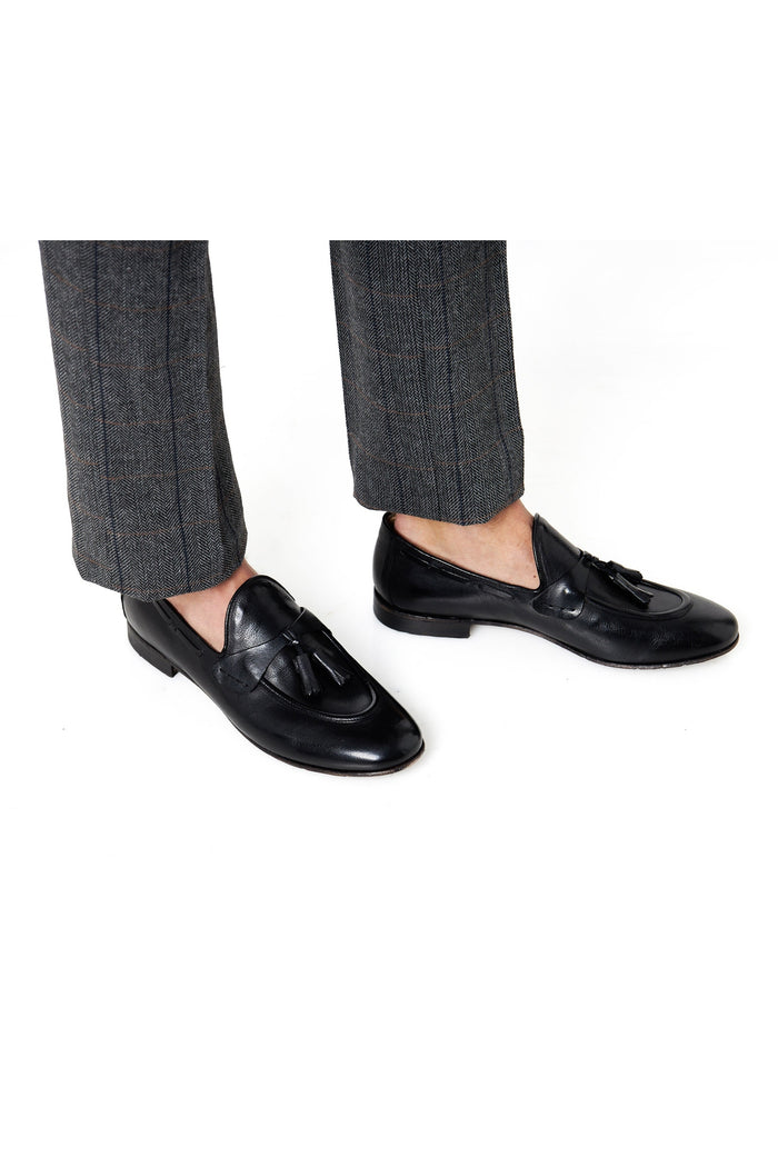 NAPLES 03 – TASSEL LOAFERS BLACK ITALIAN LEATHER