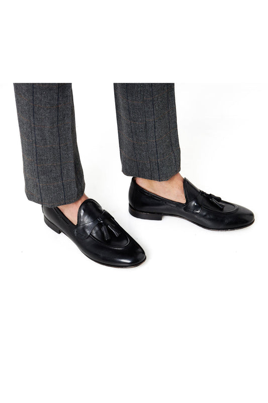 NAPLES 03 – TASSEL LOAFERS BLACK ITALIAN LEATHER