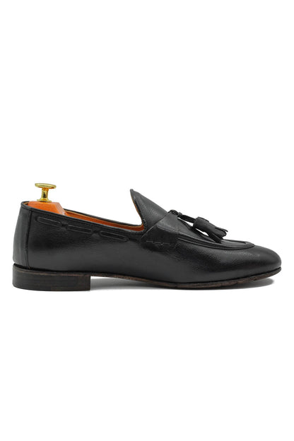 NAPLES 03 – TASSEL LOAFERS BLACK ITALIAN LEATHER