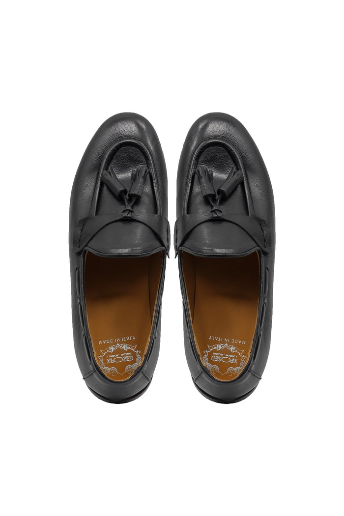 NAPLES 03 – TASSEL LOAFERS BLACK ITALIAN LEATHER