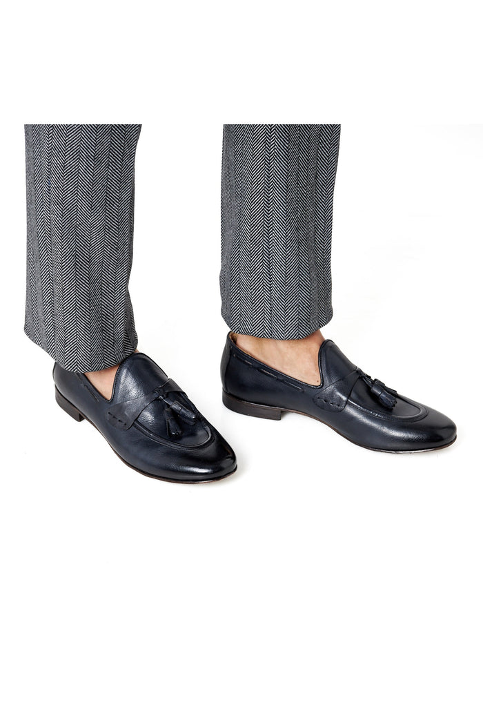 NAPLES 03 – TASSEL LOAFERS NAVY ITALIAN LEATHER
