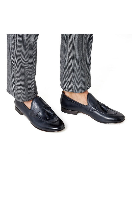 NAPLES 03 – TASSEL LOAFERS NAVY ITALIAN LEATHER