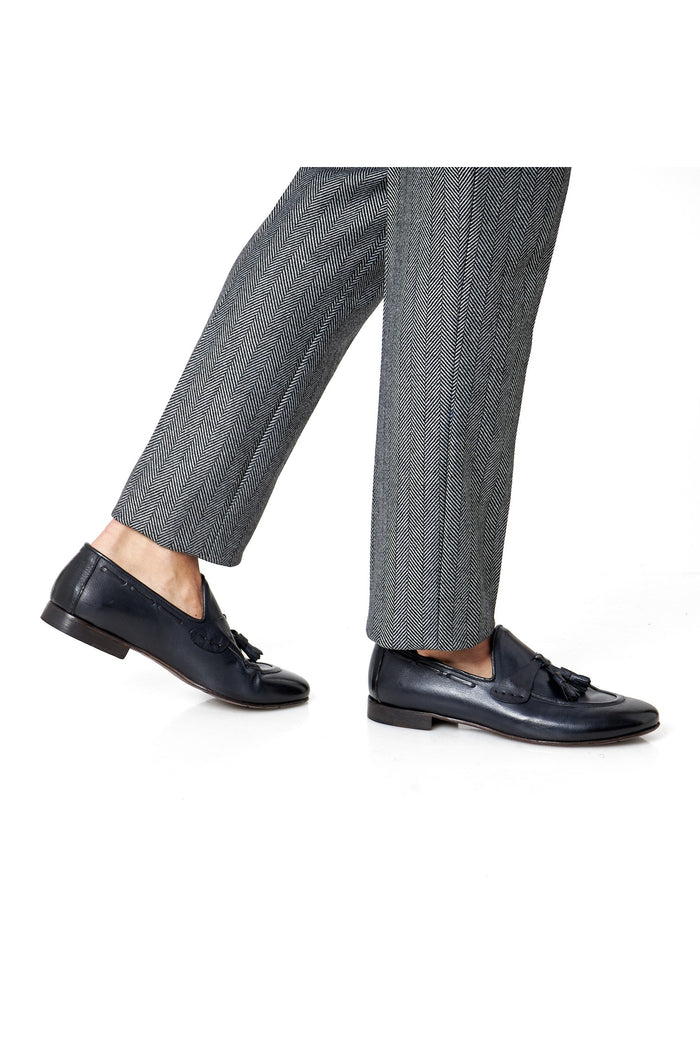 NAPLES 03 – TASSEL LOAFERS NAVY ITALIAN LEATHER