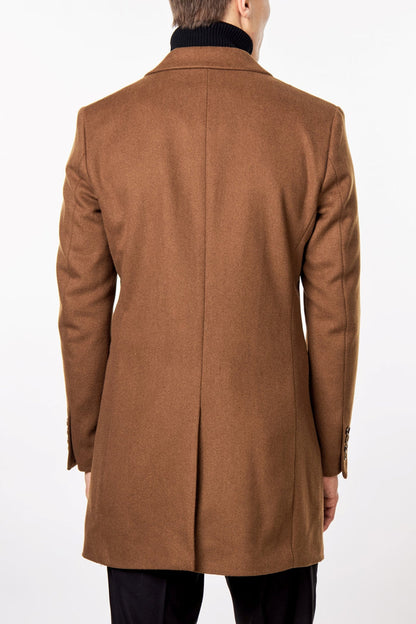 NATE - TAN LONG WOOL BLEND OVERCOAT
