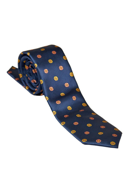 NAVY BLUE MINI FLORAL NECK TIE SET
