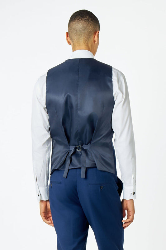 NAVY BLUE SUIT WAISTCOAT GEO PATTERN DETAILED