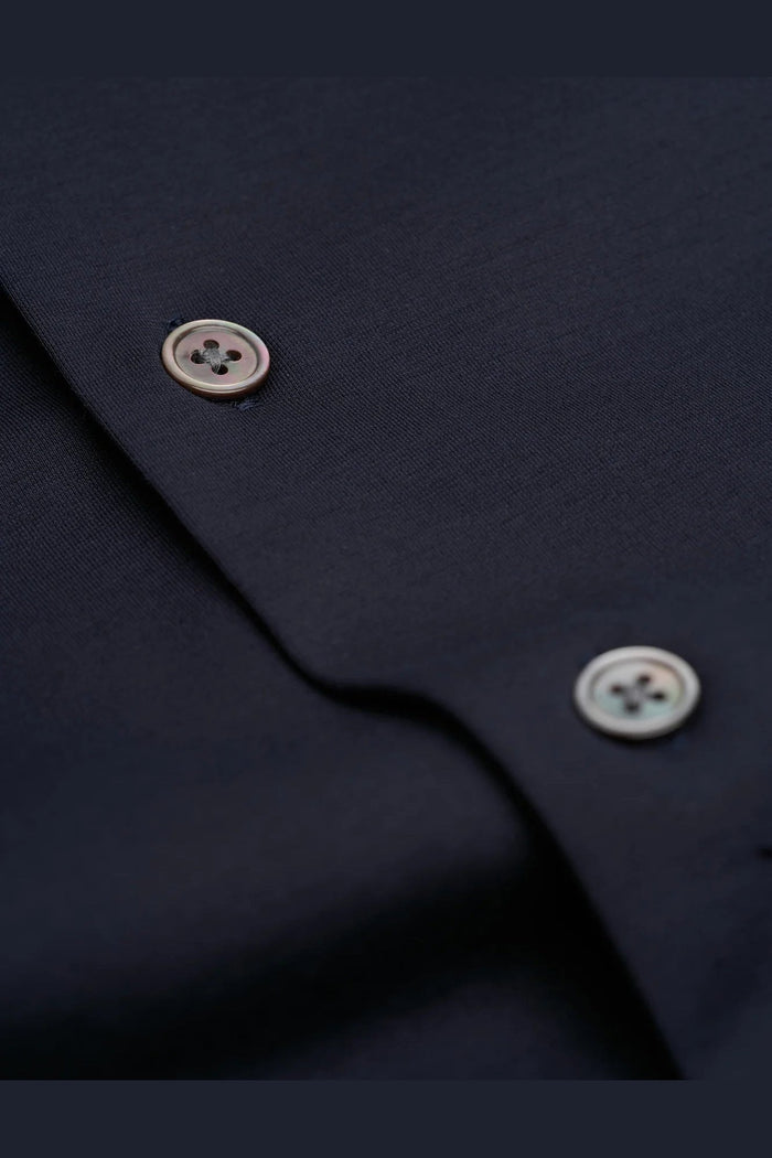 Navy Cotton Stretch Slim Fit Shirt – Short Sleeve