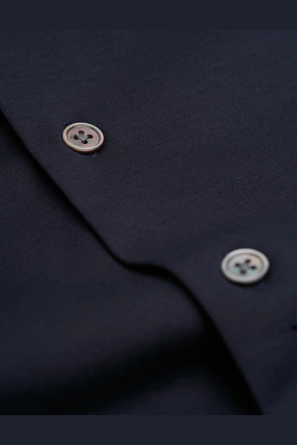 Navy Cotton Stretch Slim Fit Shirt – Short Sleeve