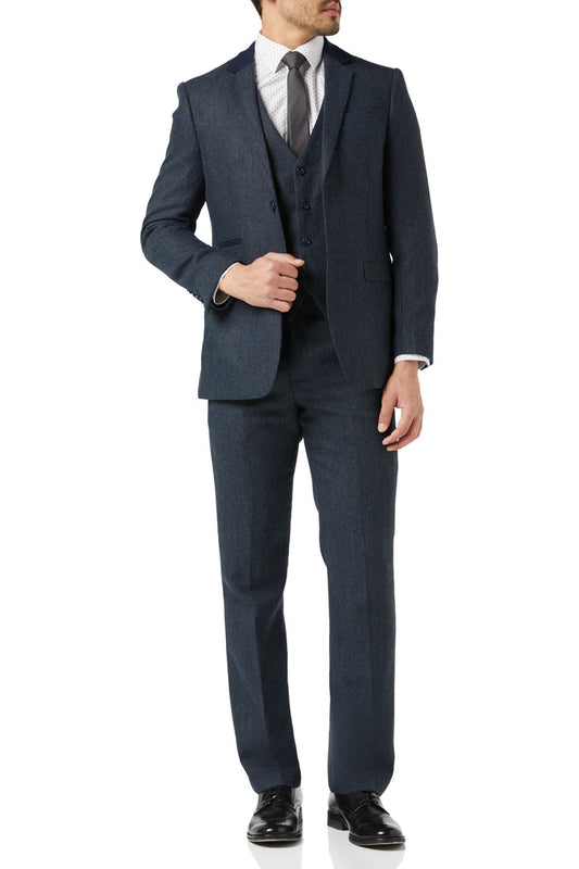 NAVY HERRINGBONE TWEED SUIT