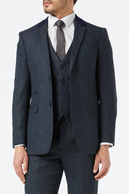 NAVY HERRINGBONE TWEED SUIT