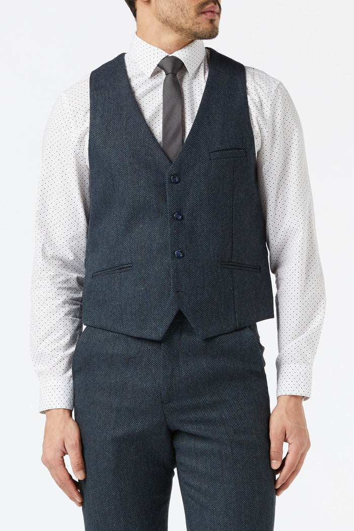 NAVY HERRINGBONE TWEED SUIT