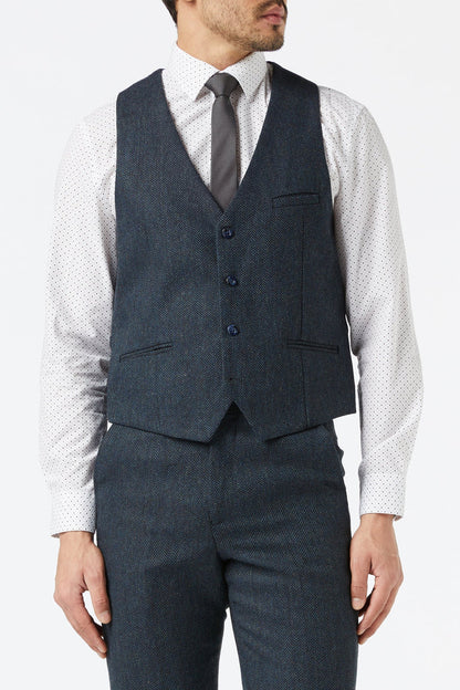 NAVY HERRINGBONE TWEED SUIT