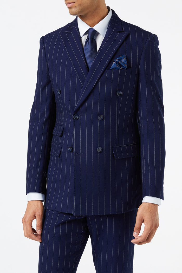 NAVY PINSTRIPE DOUBLE BREASTED SUIT