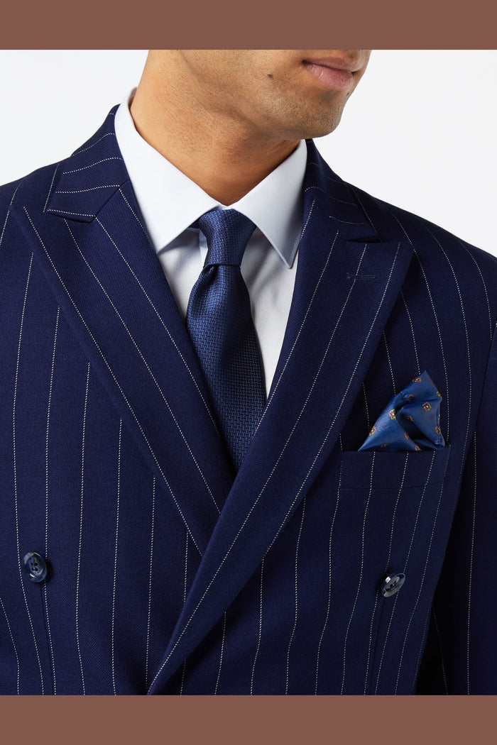 NAVY PINSTRIPE DOUBLE BREASTED SUIT