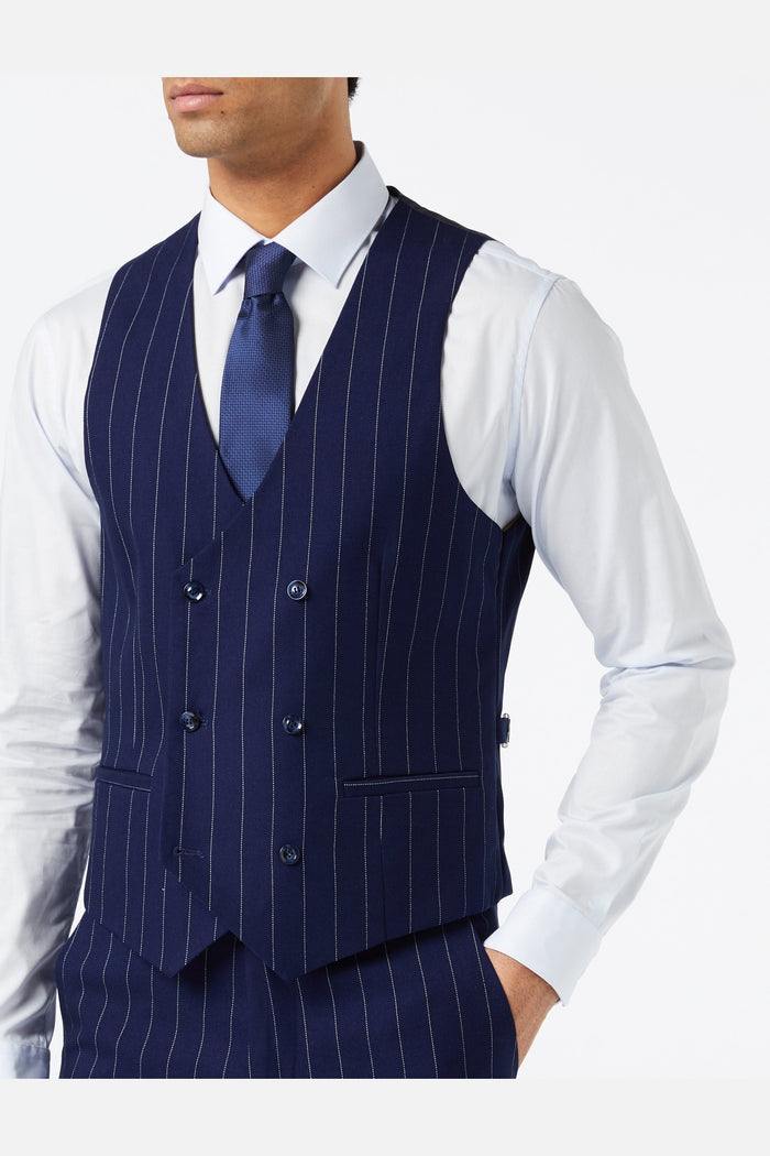 NAVY PINSTRIPE DOUBLE BREASTED SUIT