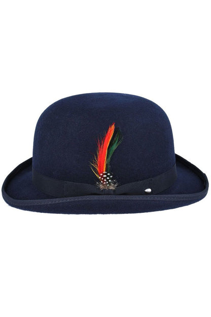NAVY PURE WOOL BOWLERS HAT