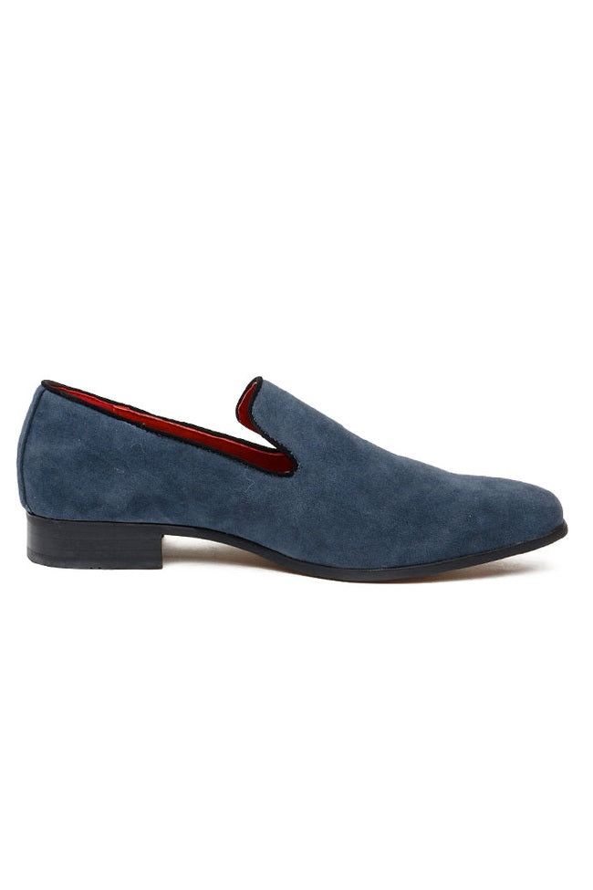 NAVY SUEDE FAUX LEATHER LOAFERS