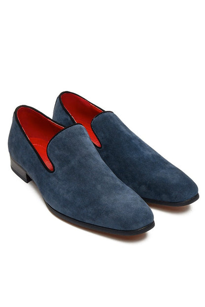 NAVY SUEDE FAUX LEATHER LOAFERS