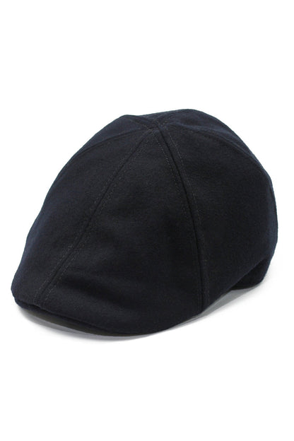 NAVY WOOL DUCKBILL FLAT CAP