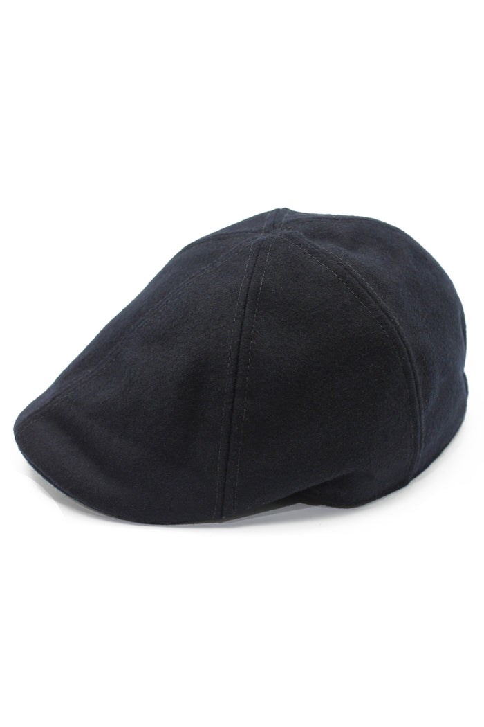 NAVY WOOL DUCKBILL FLAT CAP