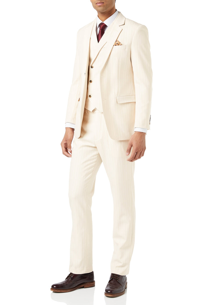NEIL - IVORY BEIGE GOLD PINSTRIPE SUIT