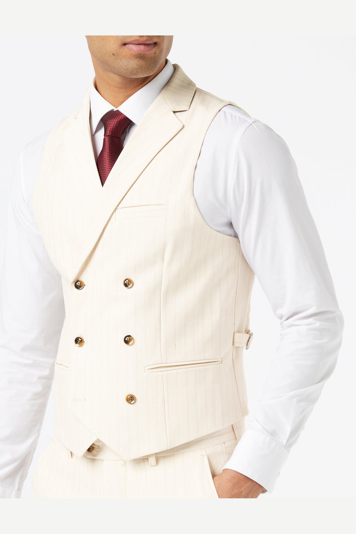NEIL - IVORY BEIGE GOLD PINSTRIPE SUIT