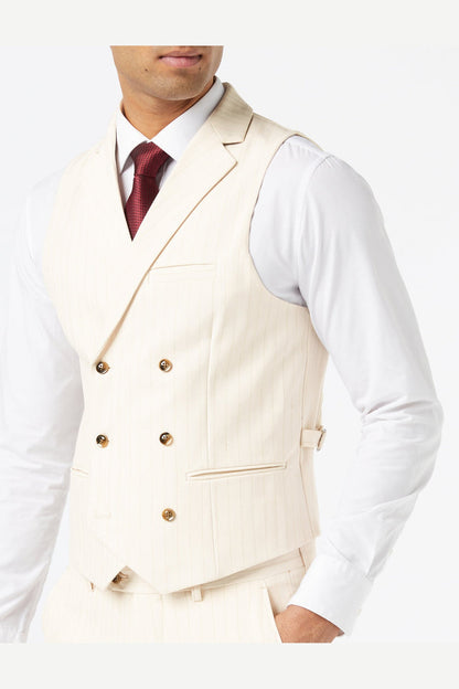 NEIL - IVORY BEIGE GOLD PINSTRIPE SUIT