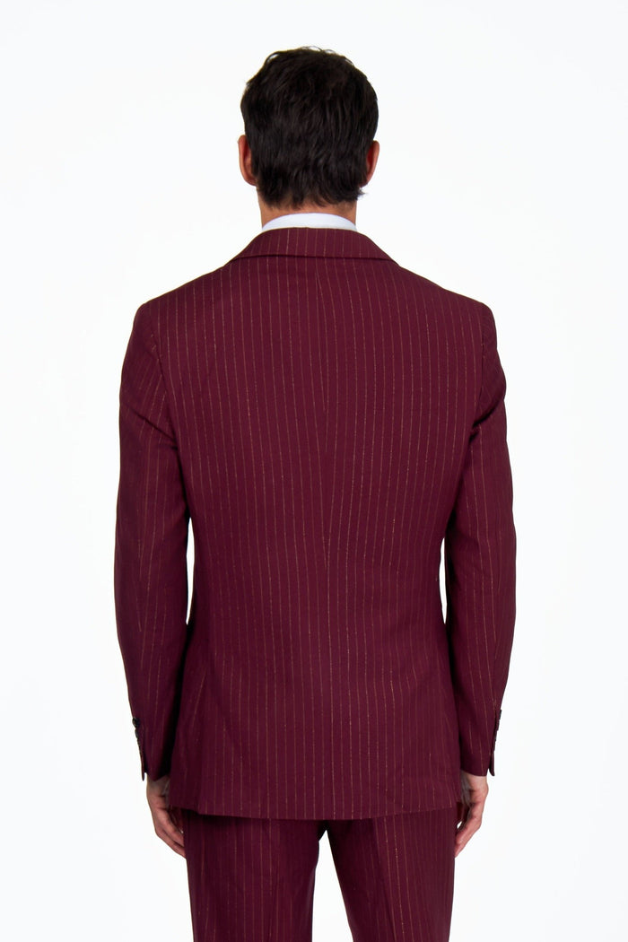 NEIL - Mens Black 3-Piece Suit Fine Gold Pinstripes Tailored Fit