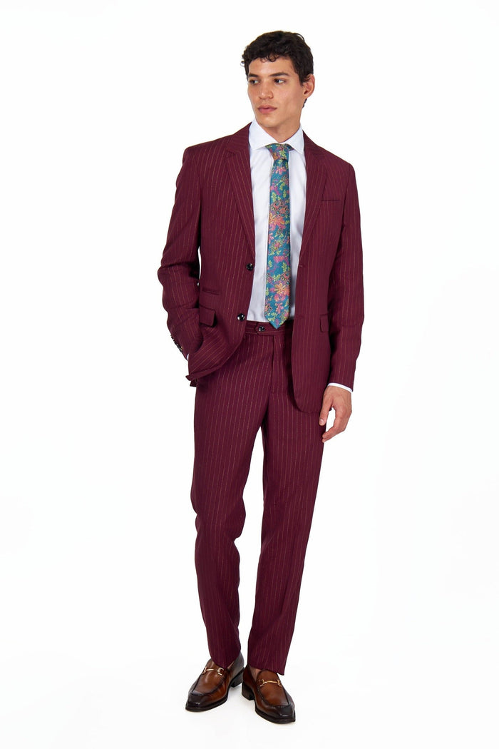 NEIL - Mens Black 3-Piece Suit Fine Gold Pinstripes Tailored Fit