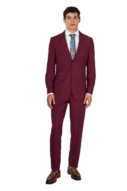 NEIL - Mens Black 3-Piece Suit Fine Gold Pinstripes Tailored Fit