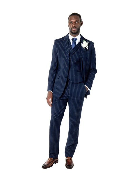 NEIL - Navy Double breasted Pinstripe Suit