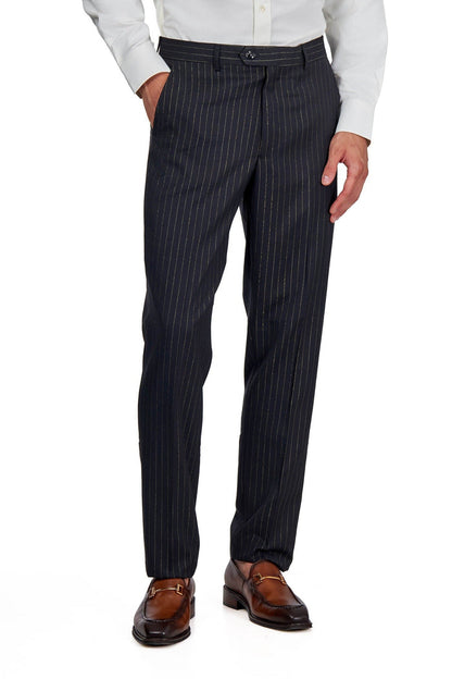 Men's Neil Black Gold Pinstripe Double Breasted 5-Piece Suit Bundle