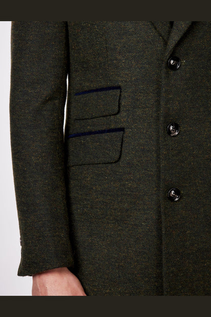 NESTOR – GREEN TWEED WOOL BLEND OVERCOAT