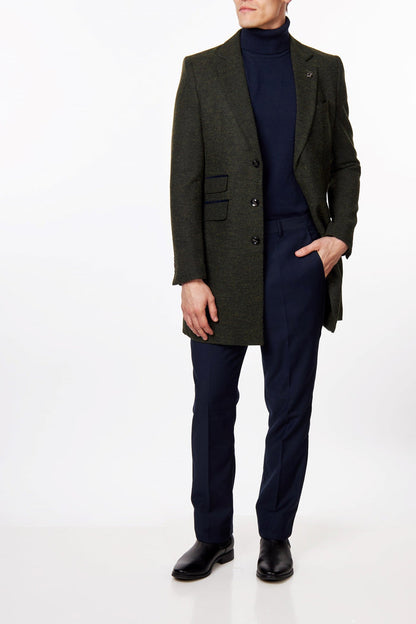 NESTOR – GREEN TWEED WOOL BLEND OVERCOAT
