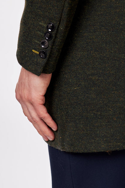 NESTOR – GREEN TWEED WOOL BLEND OVERCOAT