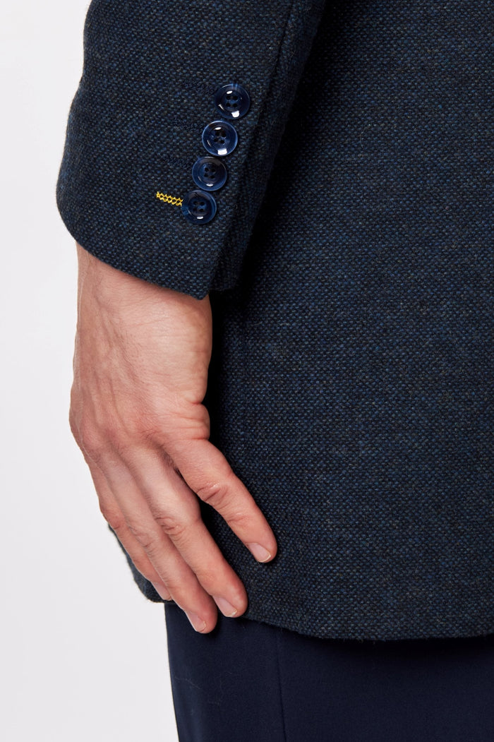 NESTOR – NAVY TWEED WOOL BLEND OVERCOAT