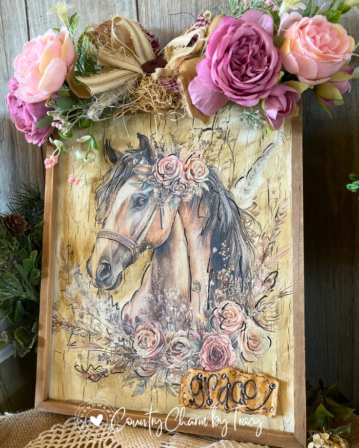 NEW!! "Grace" Horse Wall Decor – 12x10 Rustic Farmhouse Art