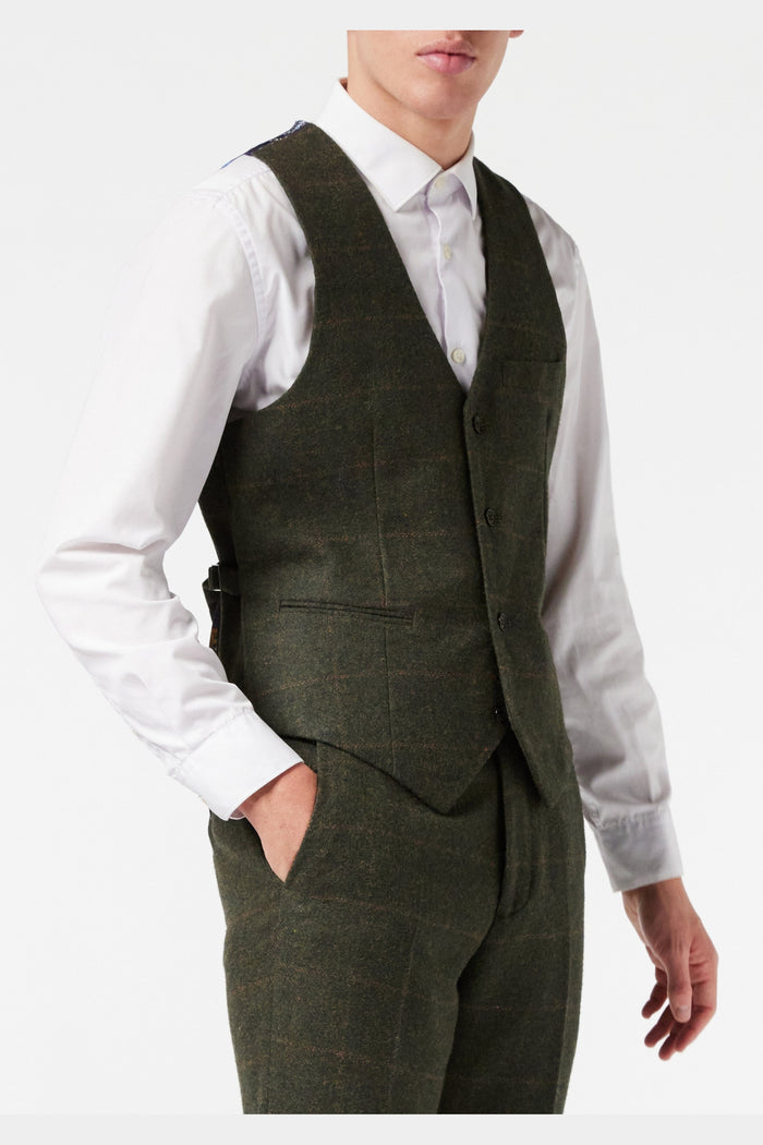OLIVE GREEN TWEED CHECK JACKET